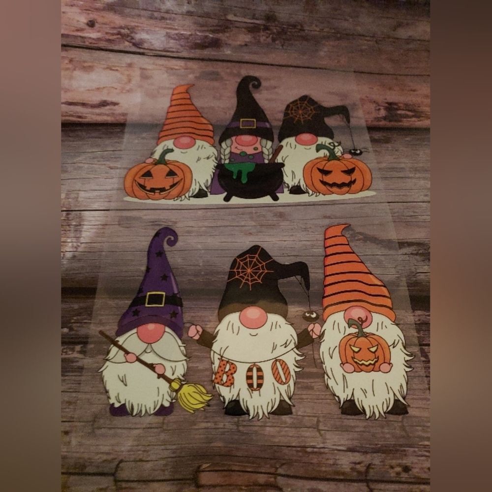 Halloween Gnome 5 sheets of iron ons - Purple, Orange, Black